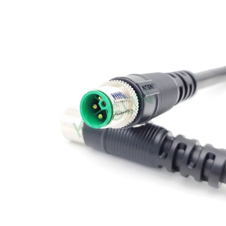 IP68 M12 L-coded 公头电缆线为4PIN+FE (功能接地) 规格